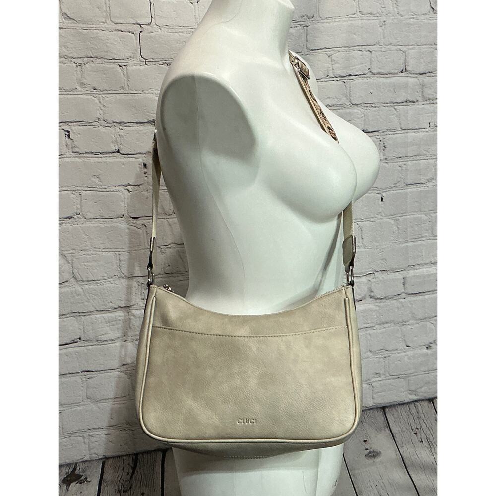 CLUCI Women’s Beige Vegan Leather Shoulder Bag